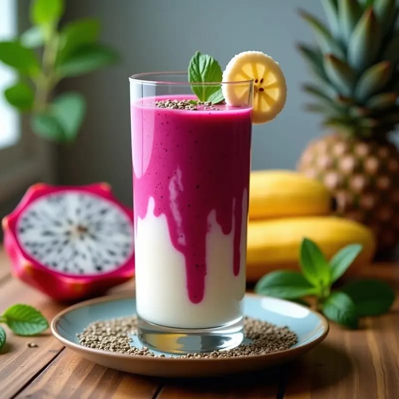 Smoothie de pitaya y plátano: Bebida tropical antioxidante y vegana