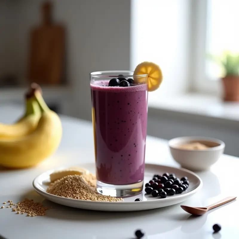 Smoothie de Proteinato de Arroz y Grosella Negra: Bebida Vegana Post-Entreno