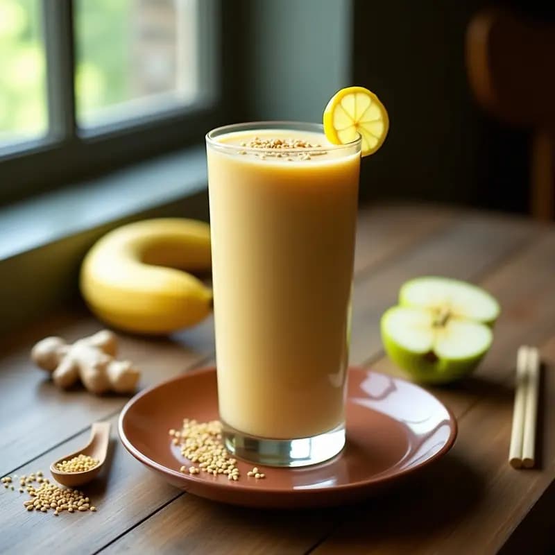 Smoothie de七章 (Qī Chǎng) y Jengibre con Semillas de Sésamo: Bebida China Depurativa y Energética