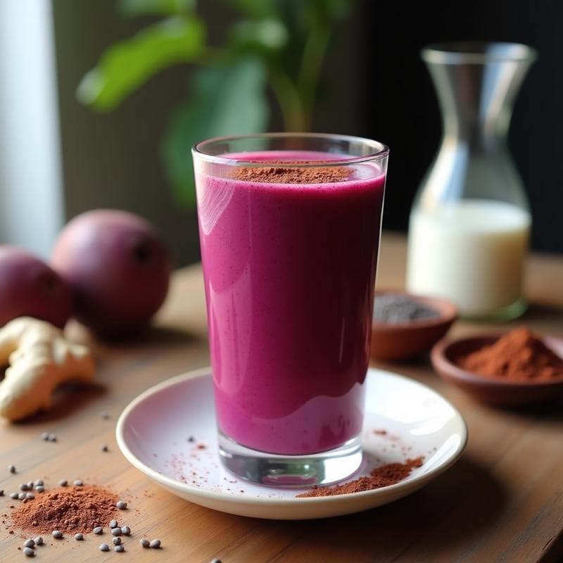 Smoothie de Remolacha y Cacao con Leche de Anacardos: Bebida Energetica Pre-Entreno