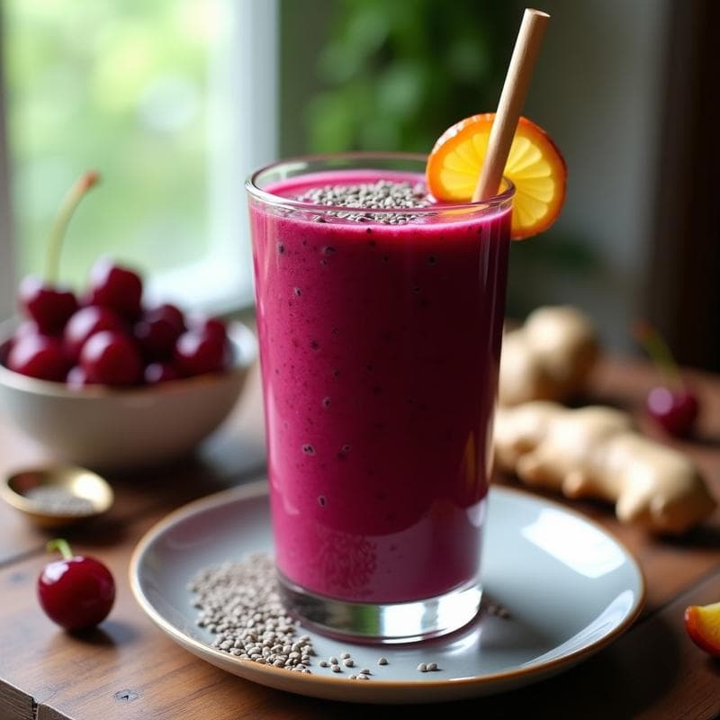 Smoothie de Remolacha y Cereza con Jengibre: Bebida Antiinflamatoria y Preentreno en 5 Minutos