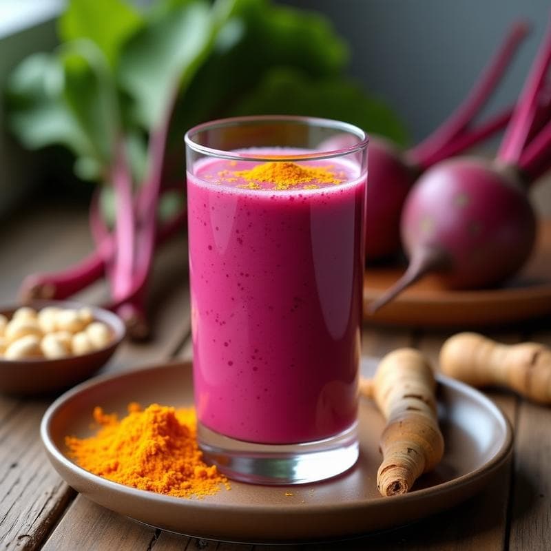 Smoothie de Remolacha y Cúrcuma con Leche de Anacardo: Bebida Antiinflamatoria en 3 Ingredientes