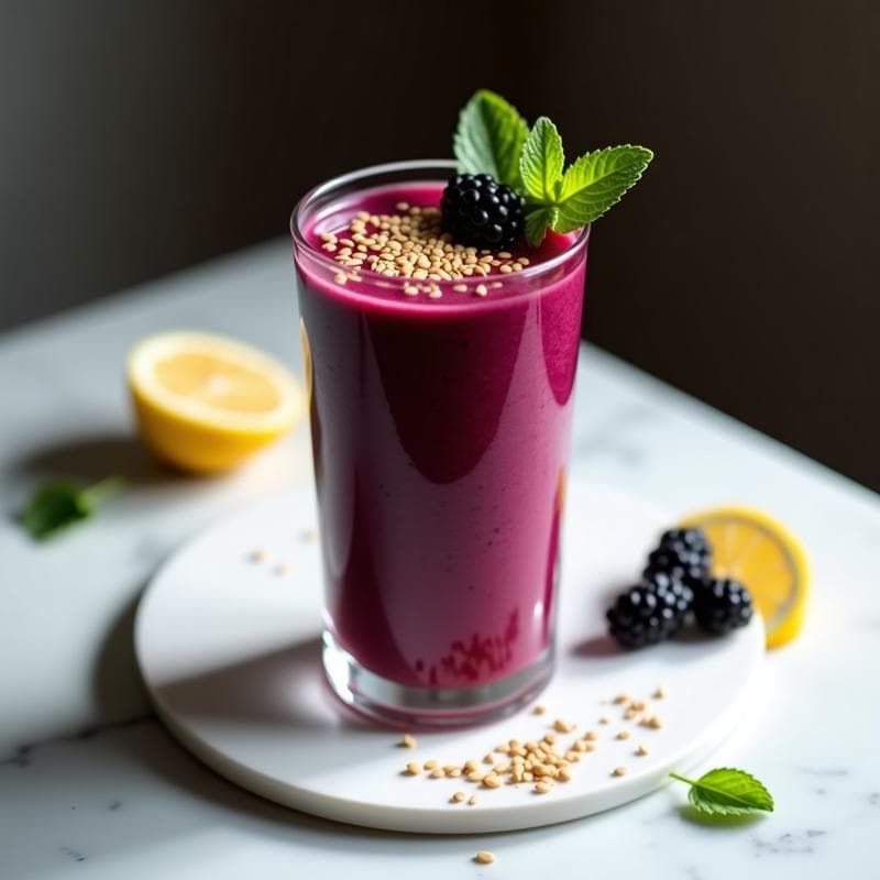 Smoothie de Remolacha, Zarzamora y Semillas de Lino: Bebida Antioxidante y Desintoxicante