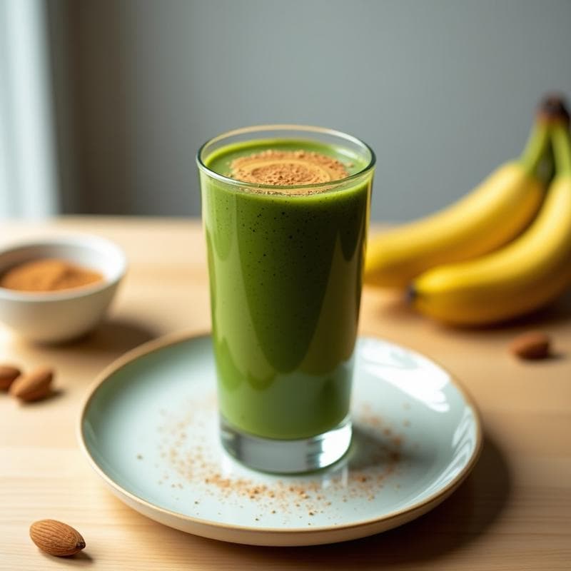 Smoothie de Spirulina, Plátano y Mantequilla de Almendras: Bebida Energética Post-Entreno