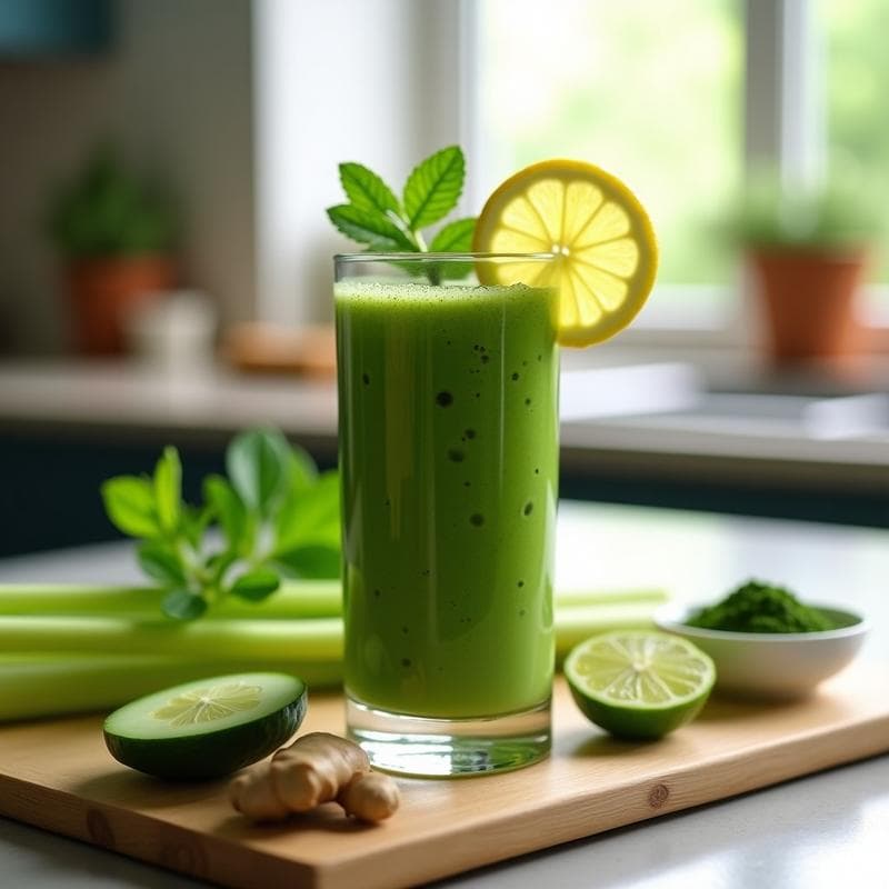 Smoothie Verde de Apio, Pepino y Alga Espirulina: Bebida Desintoxicante con Clorofila