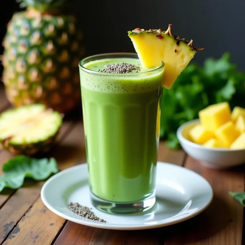 Smoothie Verde Detox de Kale y Piña: Receta Energética y Depurativa en 5 Minutos