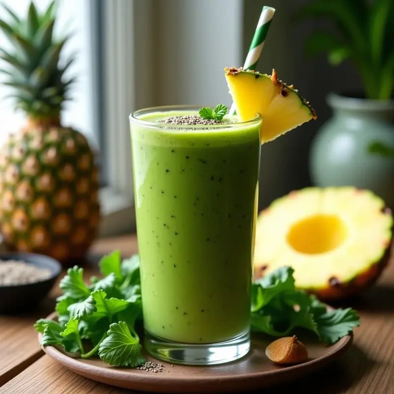Smoothie Verde Energético de Kale y Piña: Receta Rápida con Toque Tropical y Depurativo