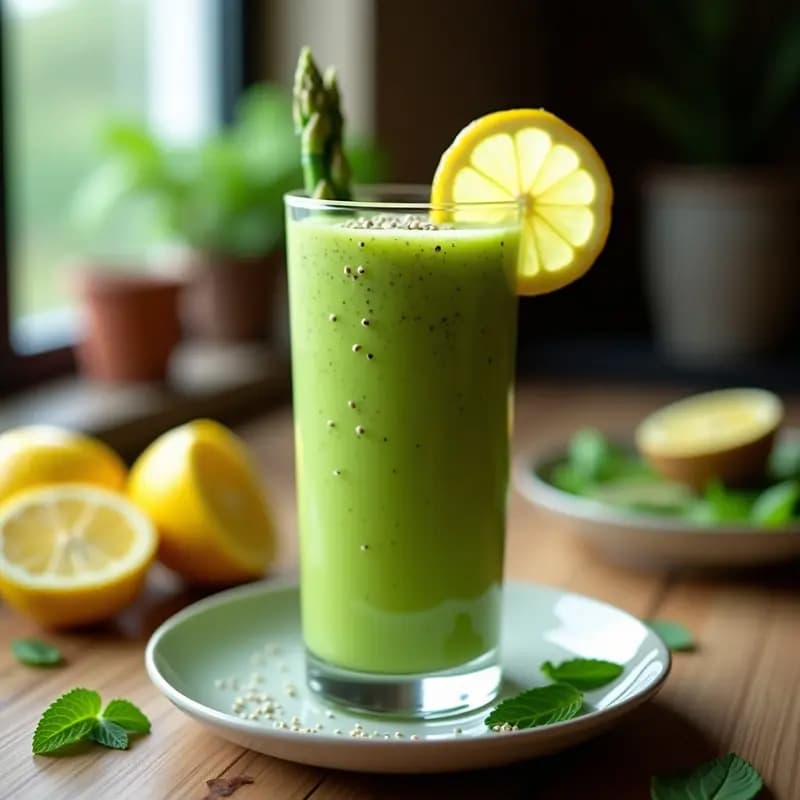 Smoothie Verde de Espárragos y Kiwi: Desayuno Detox con Jengibre y Limón