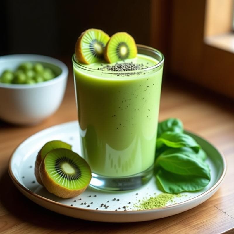 Smoothie Verde con Espinaca y Kiwi: Receta Energética con Matcha para Desintoxicar