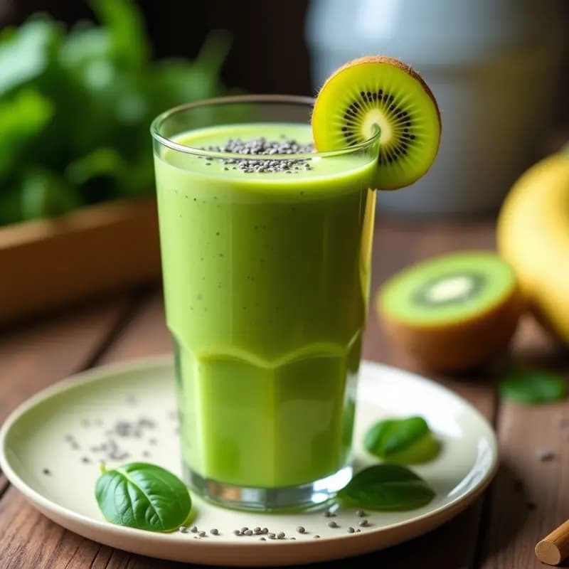 Smoothie Verde de Espinaca y Kiwi: Receta Proteica Express para Desayunar