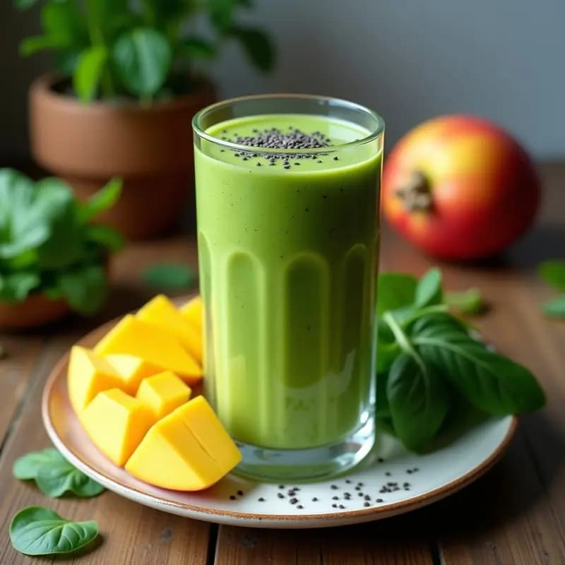 Smoothie Verde de Espinaca y Mango: Receta Keto Rápida y Energética para Adelgazar