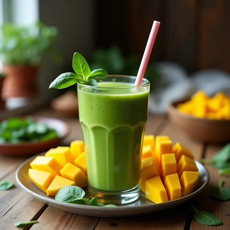 Smoothie Verde de Espinaca y Mango: Receta Alta en Proteína para Desayunar