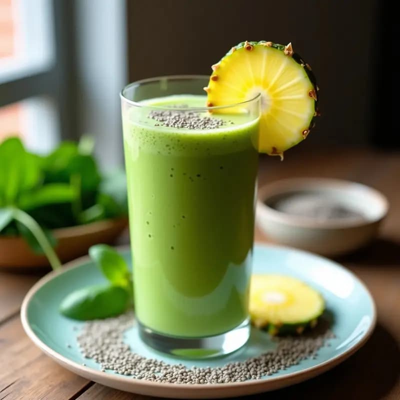 Smoothie Verde de Espinacas y Piña con Jengibre: Receta Detox Energética y Saciante