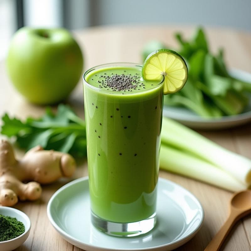 Smoothie Verde con Espirulina y Jengibre: Bebida Detox y Energizante en 5 Minutos