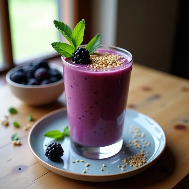 Smoothie de Zarzamora y Requión con Semillas de Lino: Bebida Keto Alta en Proteínas
