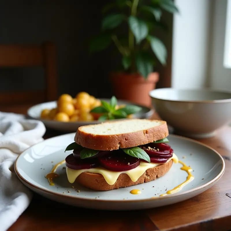 Smørrebrød de Remolacha Ahumada y Queso Vegano: Receta Danesa Sin Lactosa