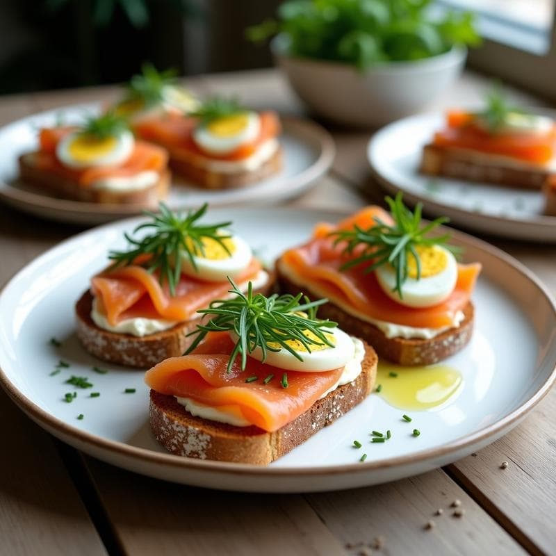 Smørrebrød Danés de Salmón Ahumado y Eneldo: Receta Nórdica en 10 Minutos