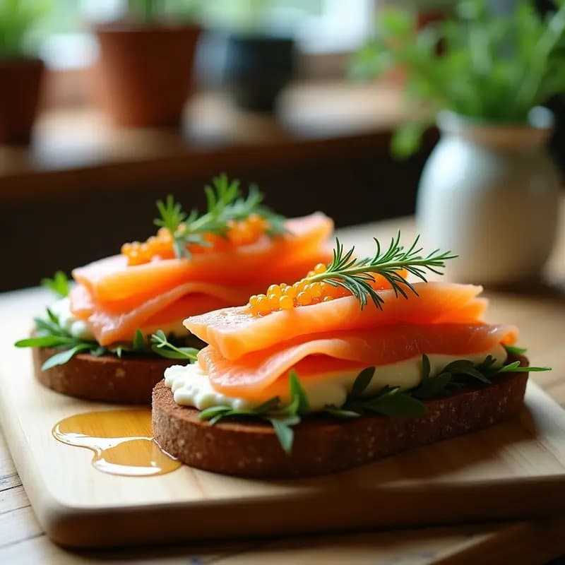 P Sørrebrød de Salmón Gravlax y Eneldo: Receta Danesa de Desayuno Gourmet