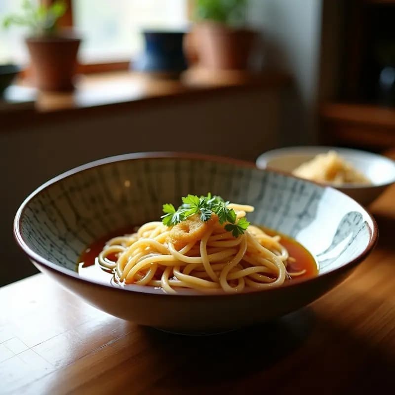 Soba Noodles con Tempura de Verduras: Fideos Japoneses en Caldo Dashi