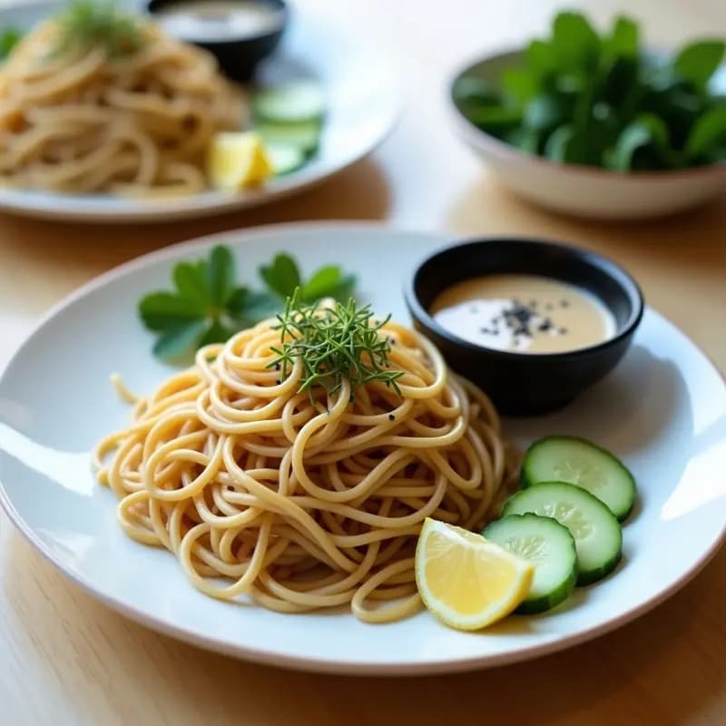 Soba Zaru: Fideos Japoneses Fríos con Salsa de Sésamo y Cebollino en 10 Minutos