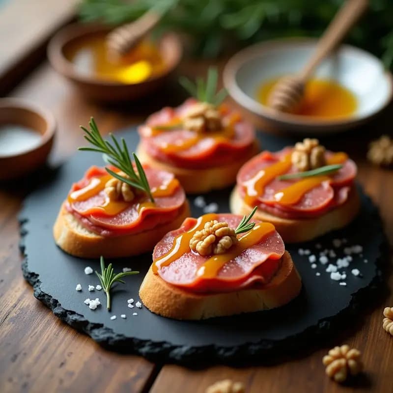 Sobrasada con Miel y Nueces en Tostada: Aperitivo Balear Dulce y Salado