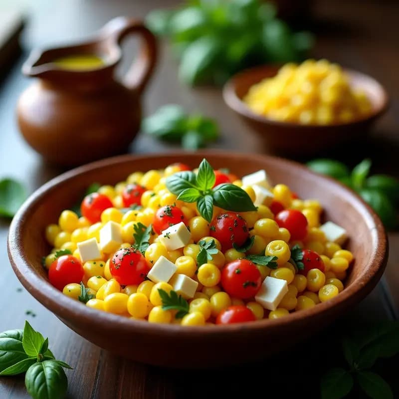 Solterito Arepeño con Maíz Tierno y Queso Campesino: Ensalada Colombiana con Vinagreta de Limón
