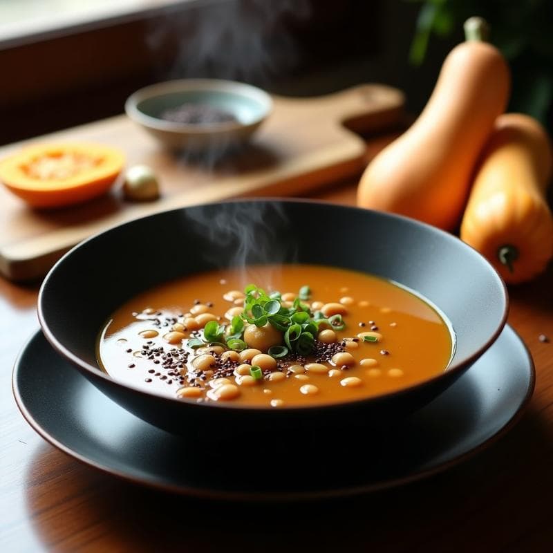 Sopa de Frijoles Adzuki y Calabaza Butternut con Jengibre: Receta Japonesa Desintoxicante
