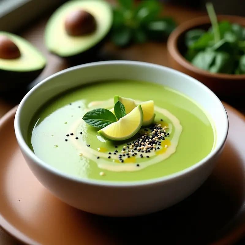 Sopa de Aguacate y Espinacas con Espuma de Lima: Receta Peruana Keto en Thermomix