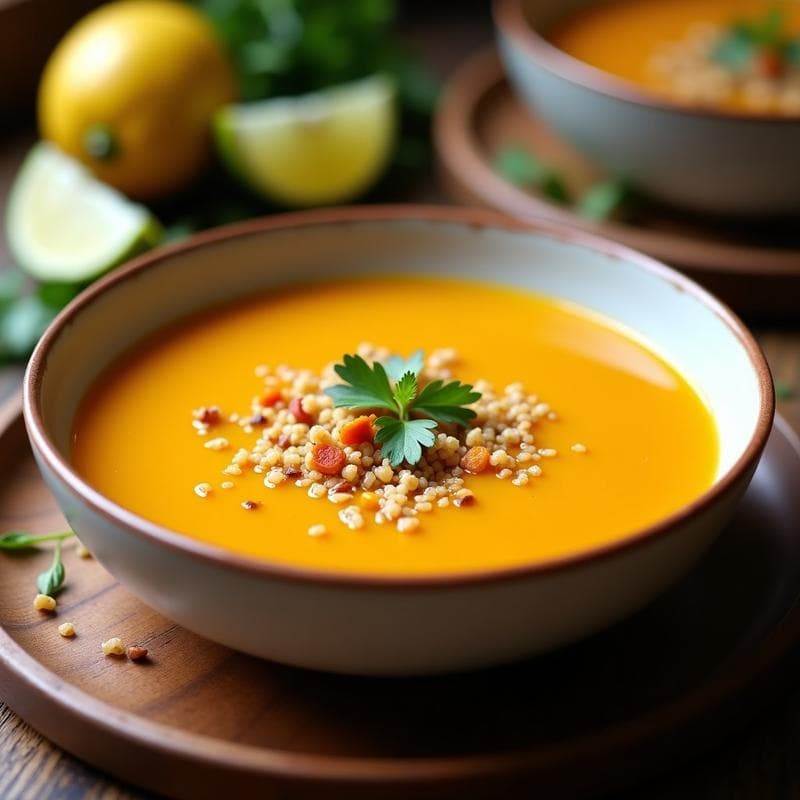 Sopa de Ají Amarillo y Calabaza con Quinoa Inflada: Receta Peruana en Olla Exprés