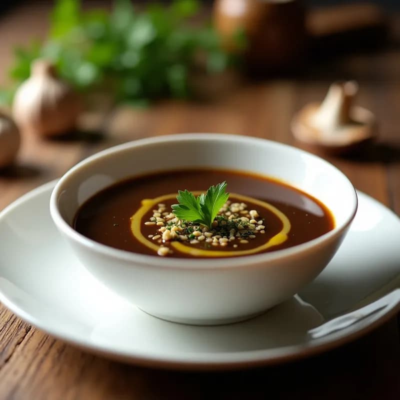 Sopa de Ajo Negro y Hongos Portobello: Receta Cremosa y Gourmet en 25 Minutos