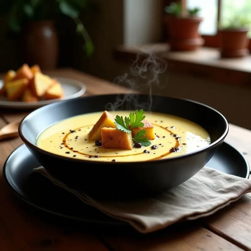 Sopa de Ajo Negro y Patata Trufada: Receta en Airfryer Ultracremosa y Sin Lácteos