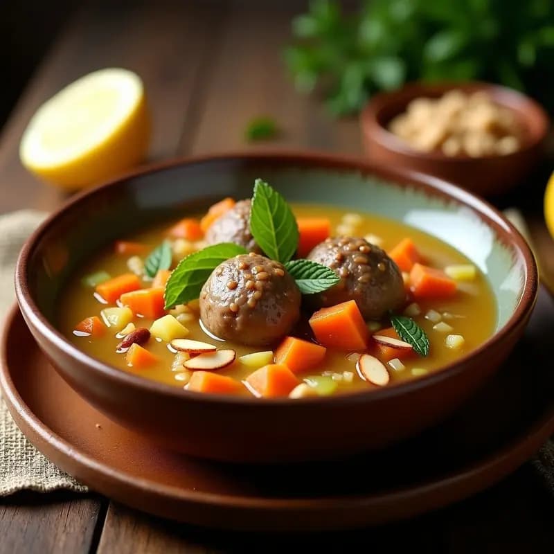 Sopa de Albóndigas de Cordero con Limón y Arroz Basmati: Receta de Oriente Medio en Olla Express