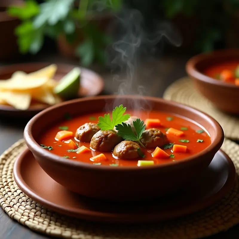 Sopa de Albóndigas de Res y Chipotle en Caldo de Tomate: Receta Mexicana Picante