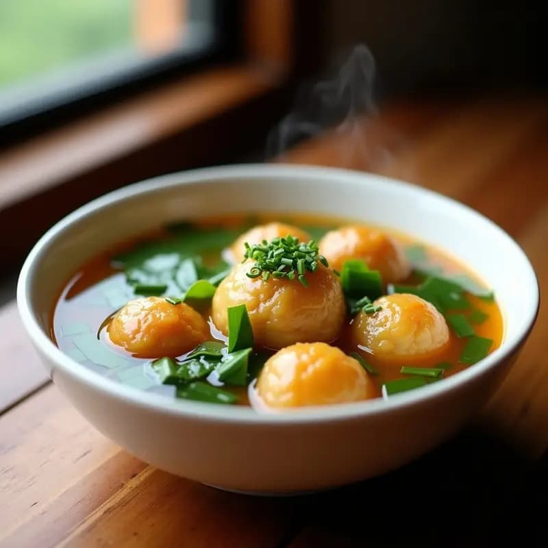Sopa de Albóndigas de Tofu y Espinacas en Caldo de Jengibre: Receta China Vegana en 25 Minutos