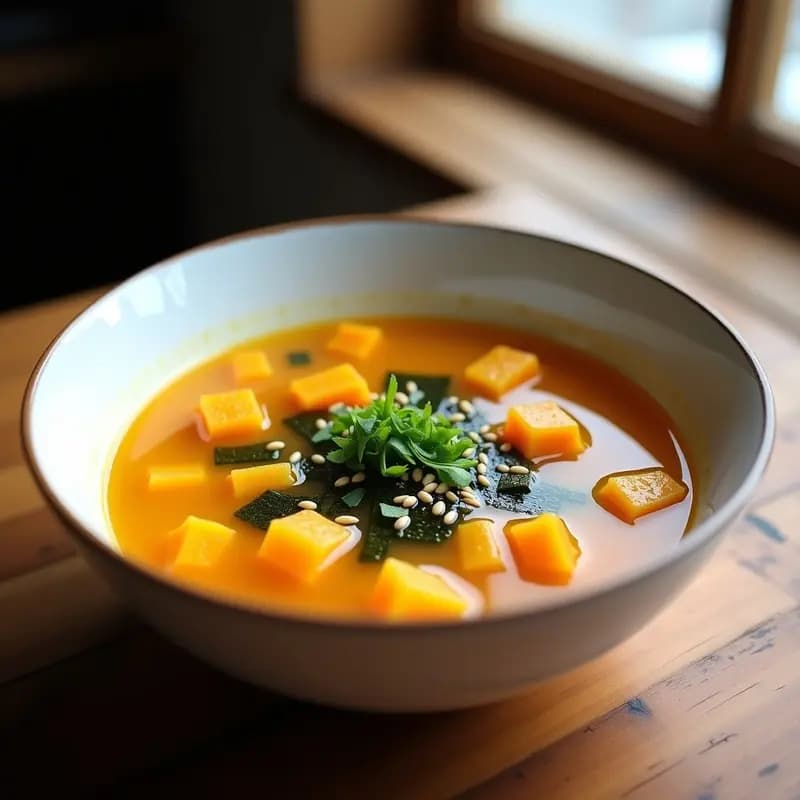 Sopa de Algas Wakame y Calabaza Kabocha: Receta Coreana Depurativa con Jengibre
