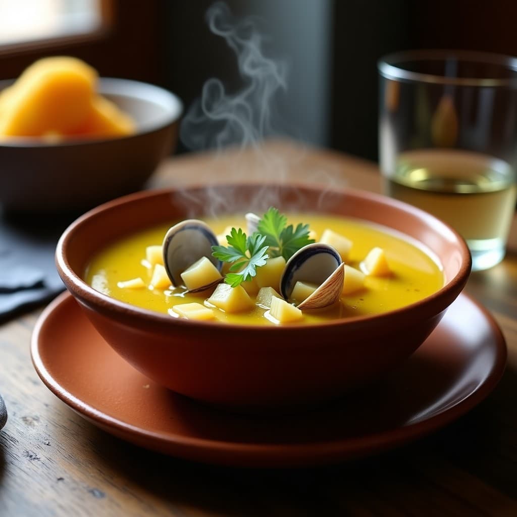 Sopa de Almejas y Apio con Toque de Azafrán: Receta Tradicional de Galicia en 20 Minutos