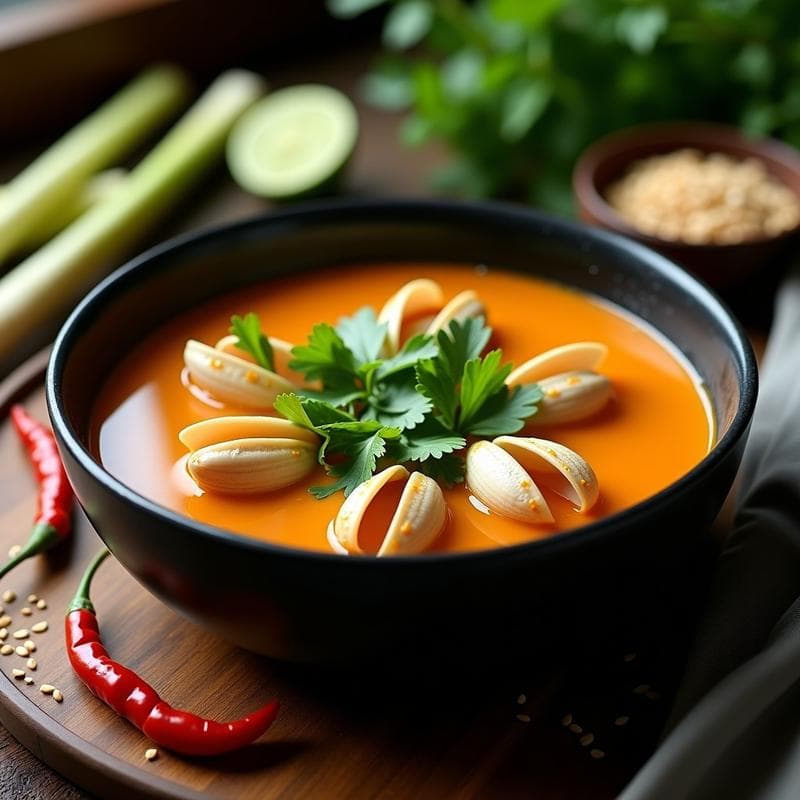 Sopa de Almejas y Cilantro con Jengibre: Receta Tailandesa en Olla Exprés con Toque Picante