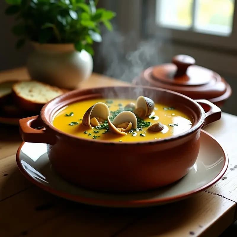 Sopa de Almejas y Cúrcuma: Receta Portuguesa Sin Lácteos y Antiinflamatoria