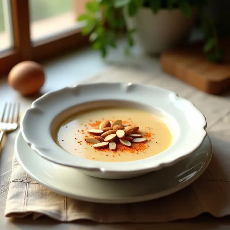 Sopa de Almendras Andaluza: Crema Fría de Verano con Toque Crujiente