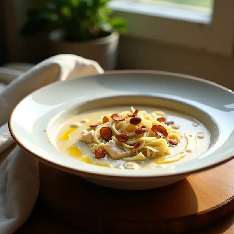 Sopa de Almendras con Pollo y Fideos: Receta Fría de Verano de Murcia