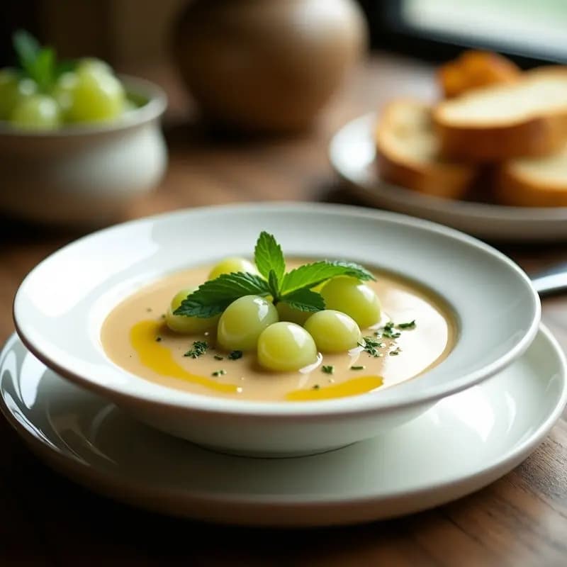 Sopa de almendras tostadas con uvas: Gazpacho frío de verano andaluz