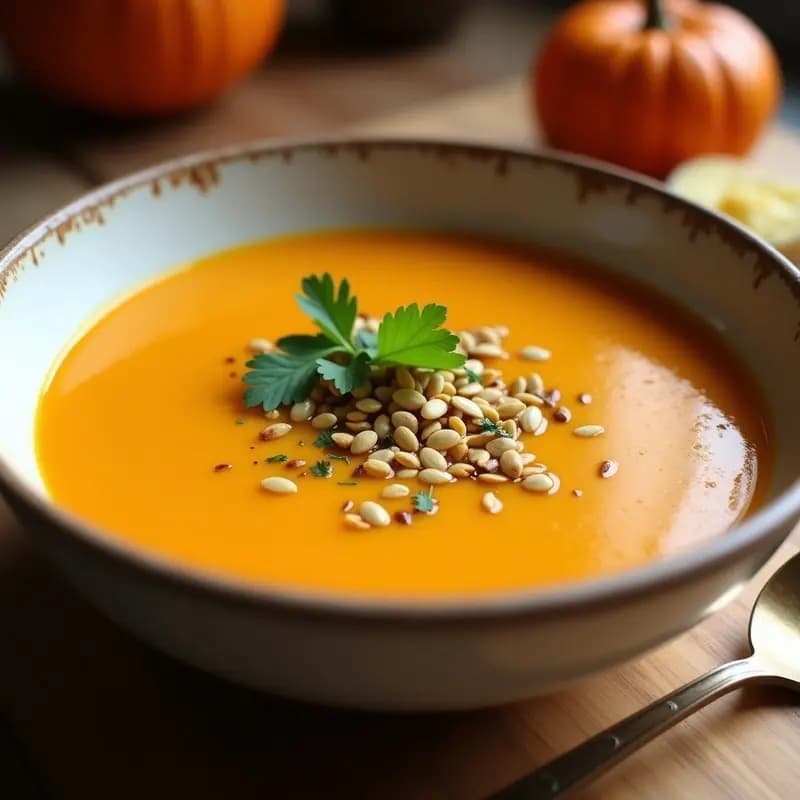 Sopa de Amaranto y Calabaza con Crujiente de Semillas: Receta Azulca en Olla Express