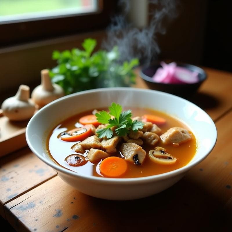 Sopa Ayam Jamur: Receta Indonesia en Airfryer con Umami Explosivo en 25 Minutos
