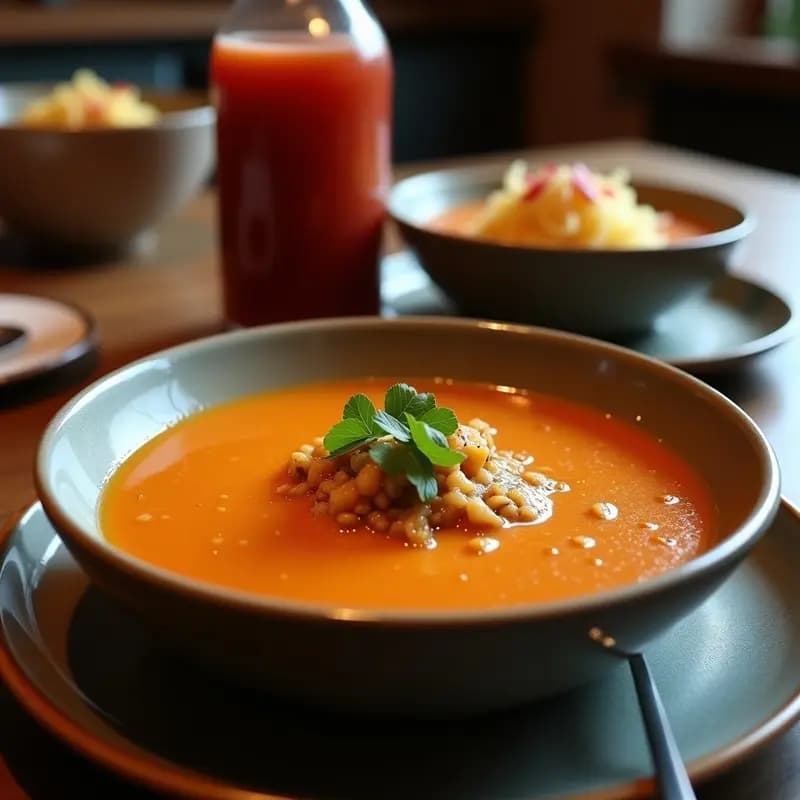 Sopa de Batata Morada y Leche de Tigre: Receta Fusion Peruano-Tailandesa Sin Lactosa