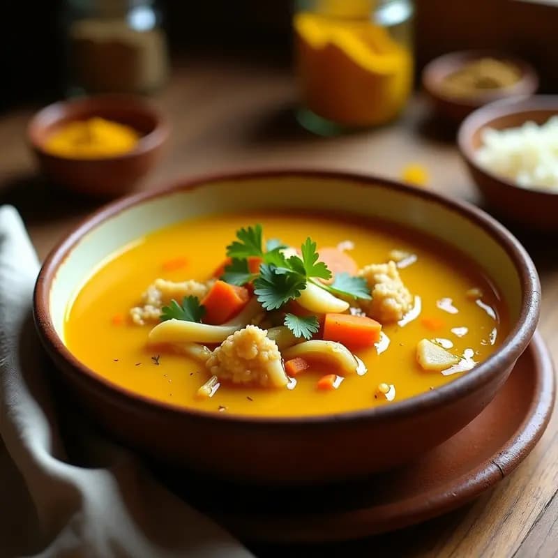 Sopa de Brasil de Yuca y Pollo al Cúrcuma: Receta Brasileña en Olla Express Reconfortante