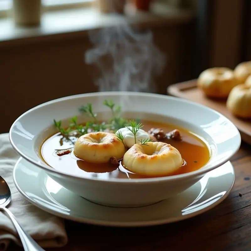 Bytocka polévka: Sopa de carne Checa con Knedlíky (bolas de pan): Receta Tradicional en Olla
