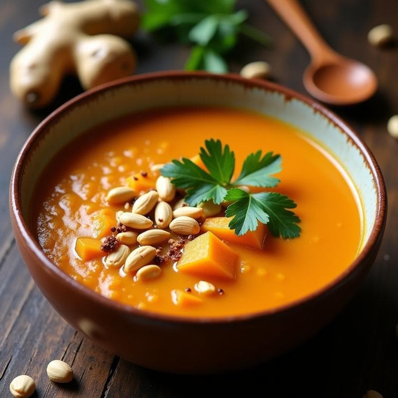 Sopa de Cacahuete y Batata con Jengibre: Receta Africana Vegana en Thermomix