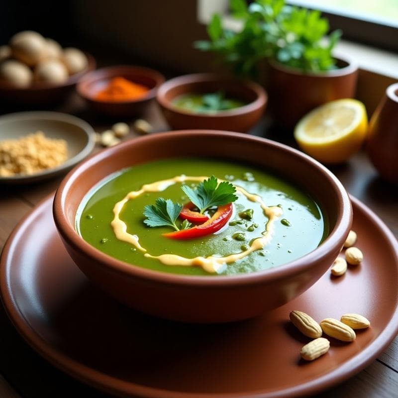 Sopa de Cacahuete y ESPINACAS: Receta Senegalisa en Olla Rápida con Toque Cremoso