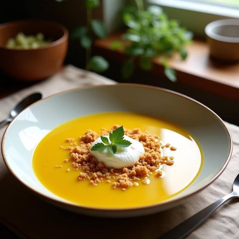 Sopa de Calabacín y Cúrcuma con Crujiente de Coco: Receta Detox en Olla Express
