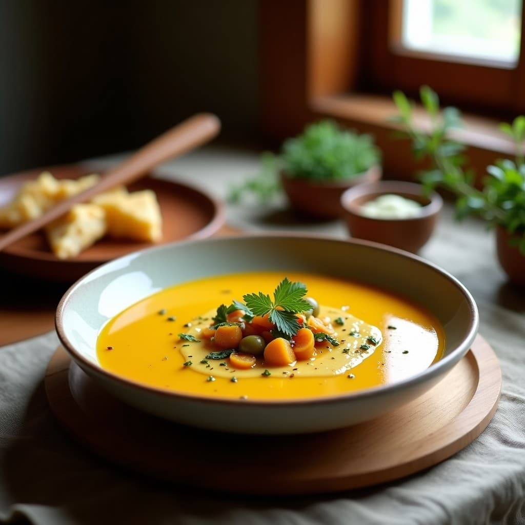 Sopa de Calabacín y Jengibre con Crujiente de Semillas de Sésamo: Receta China Depurativa